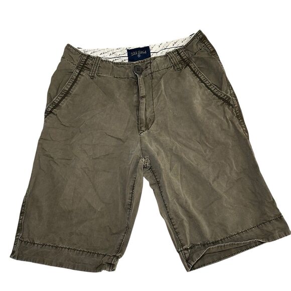 Nautica Distressed Relaxed Khakis Shorts Men's Size 30 Green Gorpcore Thrashy - Picture 1 of 4